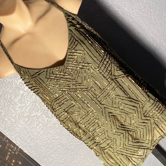 POLO RALPH LAUREN - NWT - tank: 🫒 w gold beads on both sides, lined - XL - Picture 1 of 16
